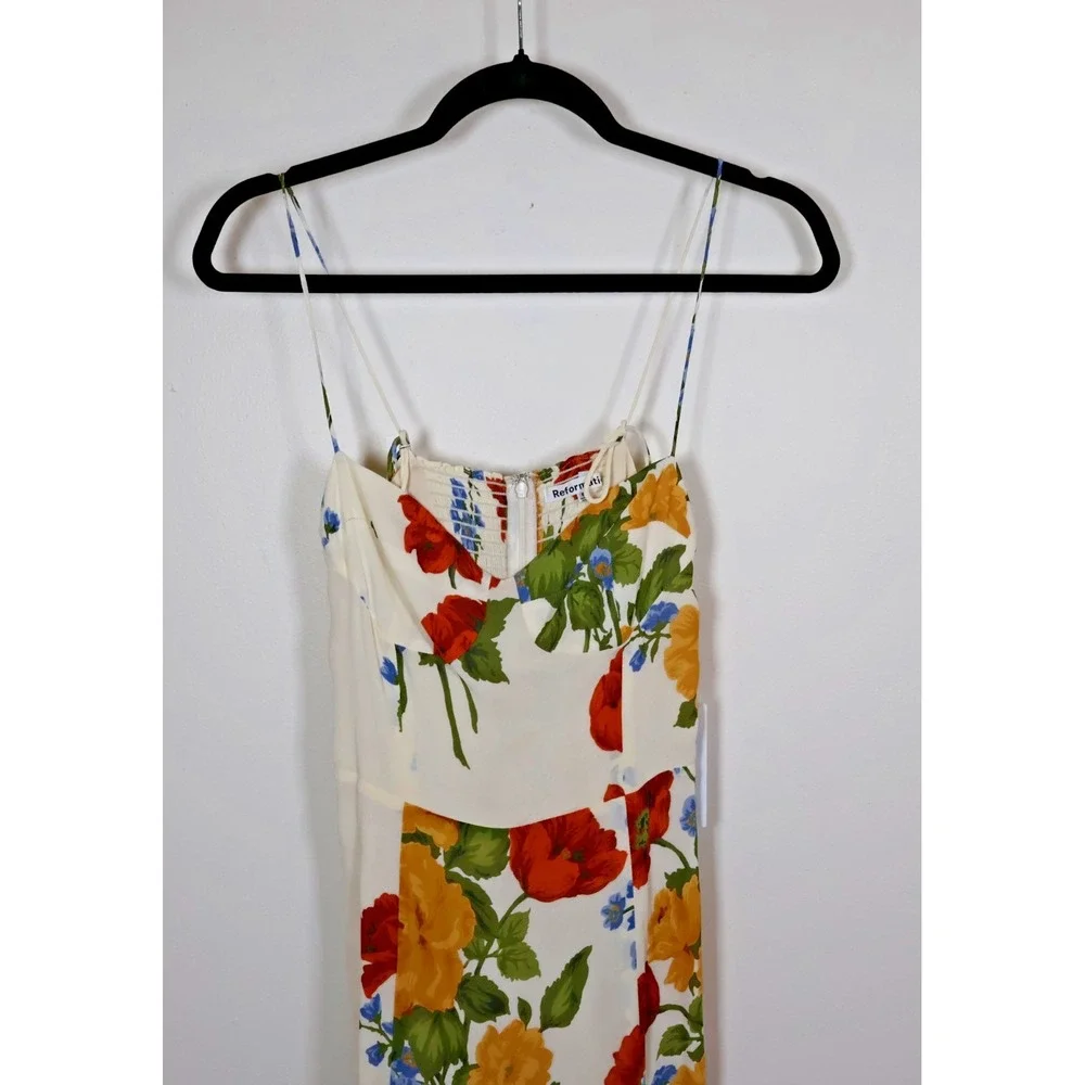 Reformation Dress Size 6 Juliette White Red Floral Formosa - Picture 4 of 13